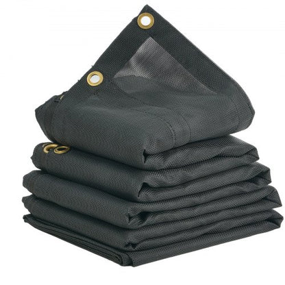 Dump Truck Mesh Tarp, 7.5x18 ft, PVC Coated Black Heavy Duty Cover with 5.5" 18oz Double Pocket, Brass Grommets, Reinforced Double Needle Stitch Webbing Fits Manual or Electric Dump Truck System