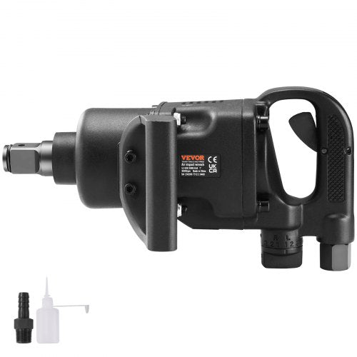 2,5 cm lufttrycksmutterdragare, upp till 3698,45 Nm vridmoment i omvänd riktning. 2,5 cm pneumatisk slagpistol. Lättviktig med 2 handtag för krävande reparationer och underhåll.