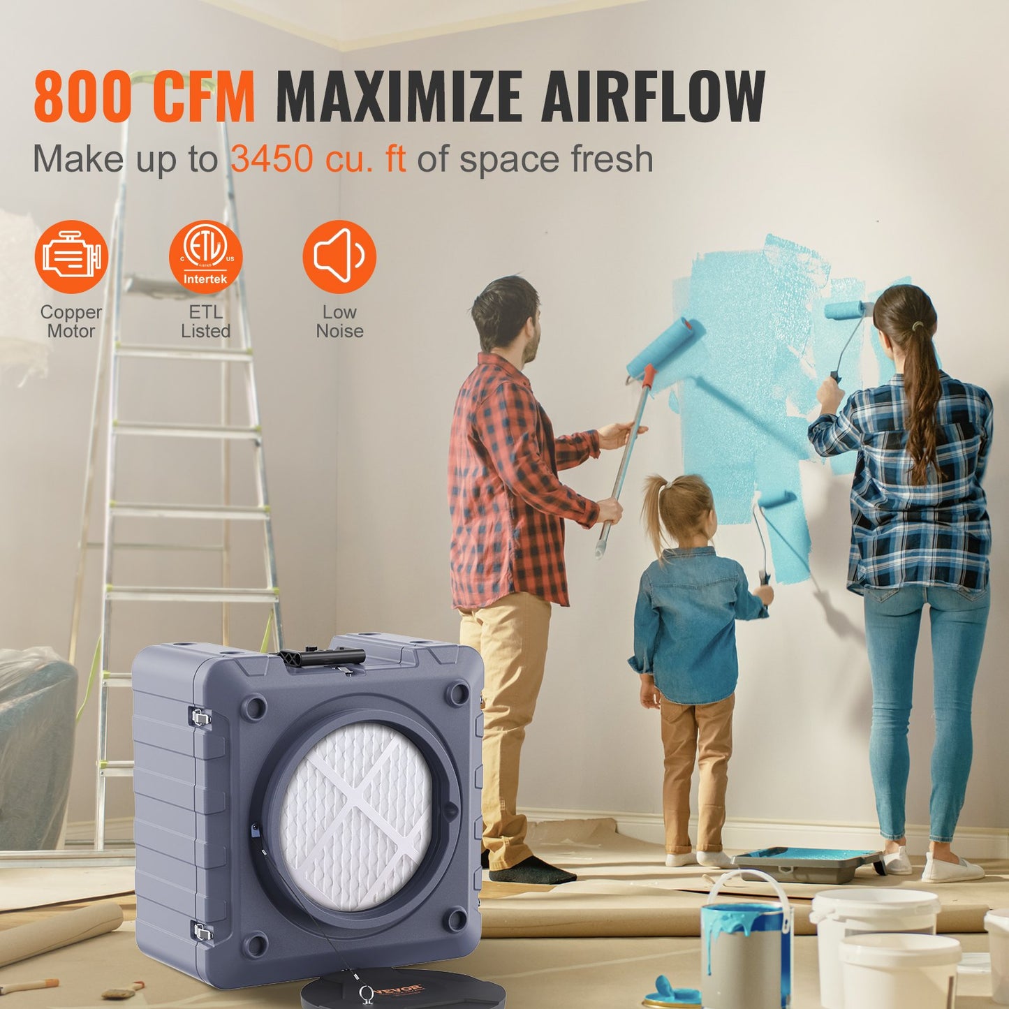 Air Purifier with 3 Stage Stackable Negative Air Machine with 800 CFM