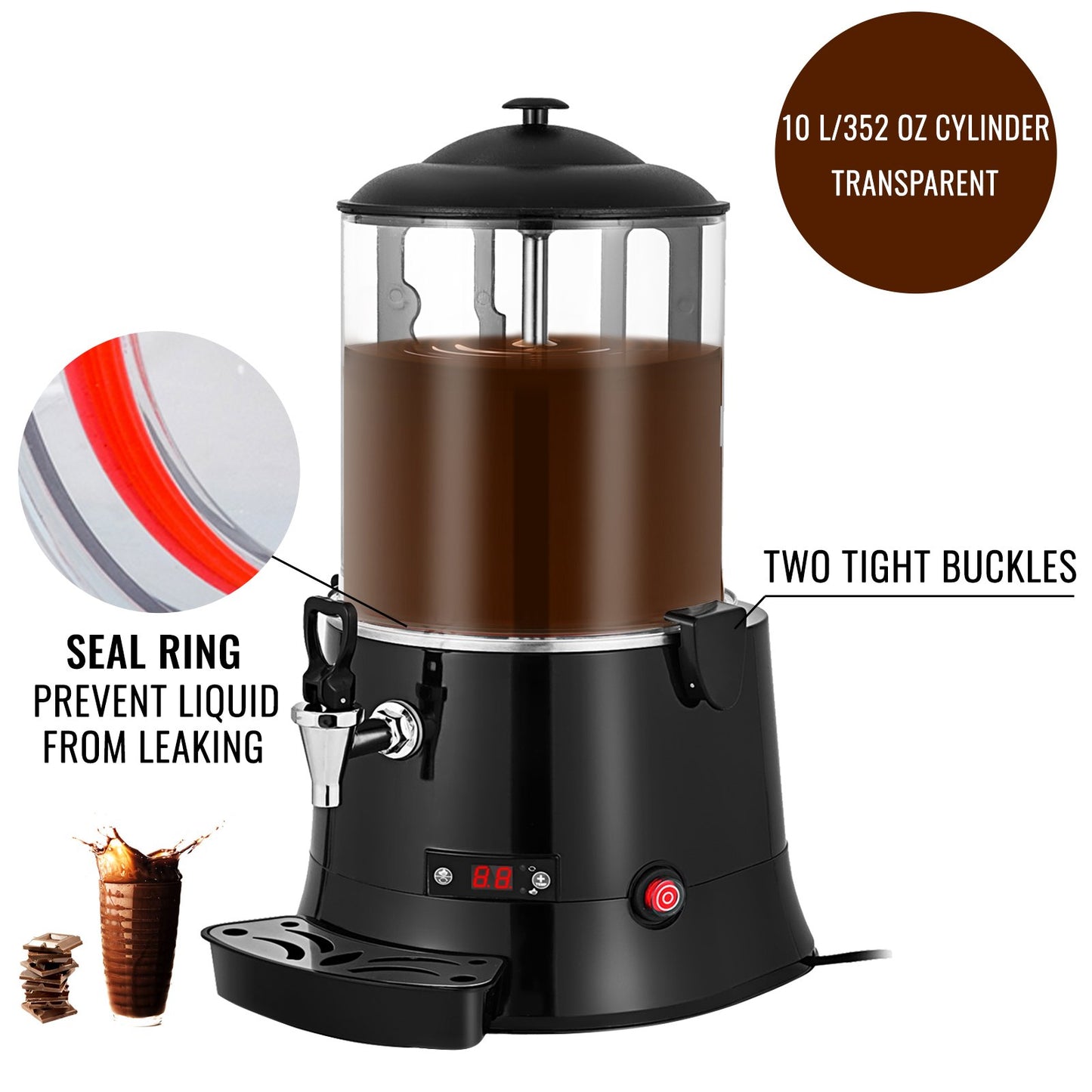 Varm chokladmaskin KS-RQ Chokladsmältare Varm chokladdispenser 10L för hotell Restauranger Bagerier Caféer för smältning av choklad
