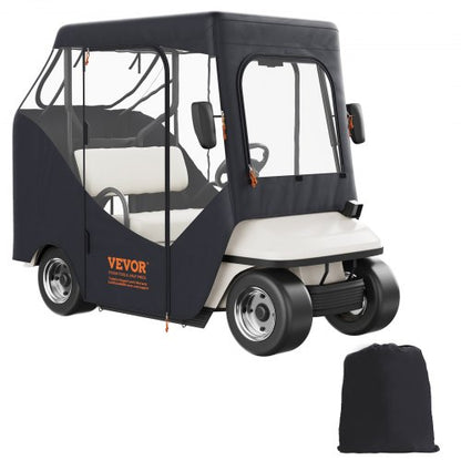 Golfbilstak, passar för 2 passagerare EZGO TXT RXV, kort tak 59", 600D polyester förartak 4-sidigt transparenta fönster, klubbbilsskydd för 2-sitsiga golfbilar soltät dammtät