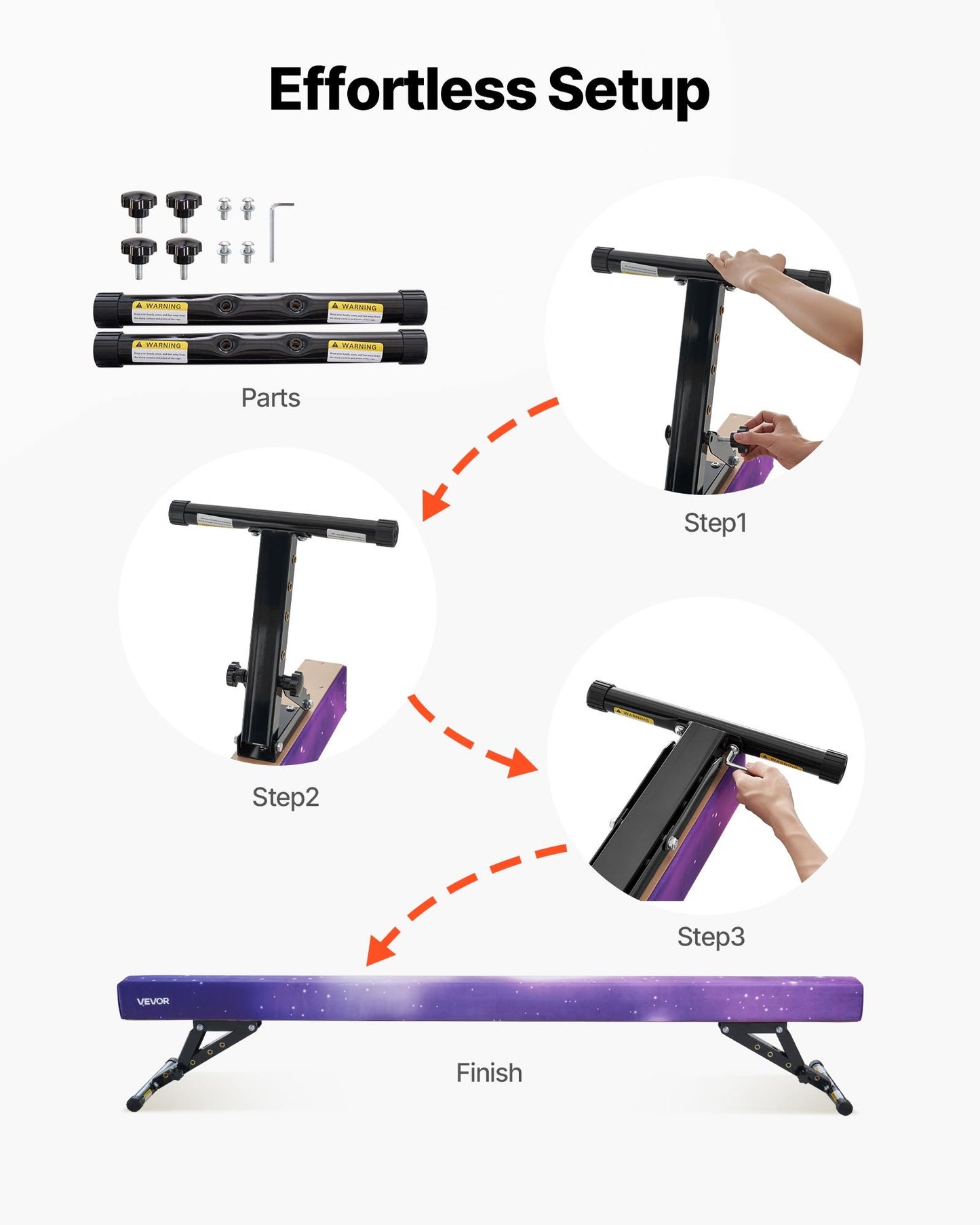 Justerbar balansbalk för barn, 2,4 meter gymnastikbalk, höga och låga golvbalkar med 5 justerbara höjder för alla gymnastiknivåer, professionell gymnastikutrustning för hemmet och gymmet, Galaxy