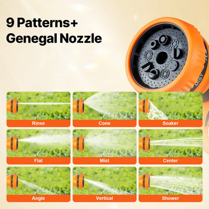 Indragbar trädgårdsslangvinda, 1/2 tum x 98,43 fot väggmonterad slangvinda, kraftig trädgårdsslangvinda med 9 mönstermunstycke, lås för valfri längd, automatiskt återupprullningssystem med långsam retur och 180° vridbart fäste