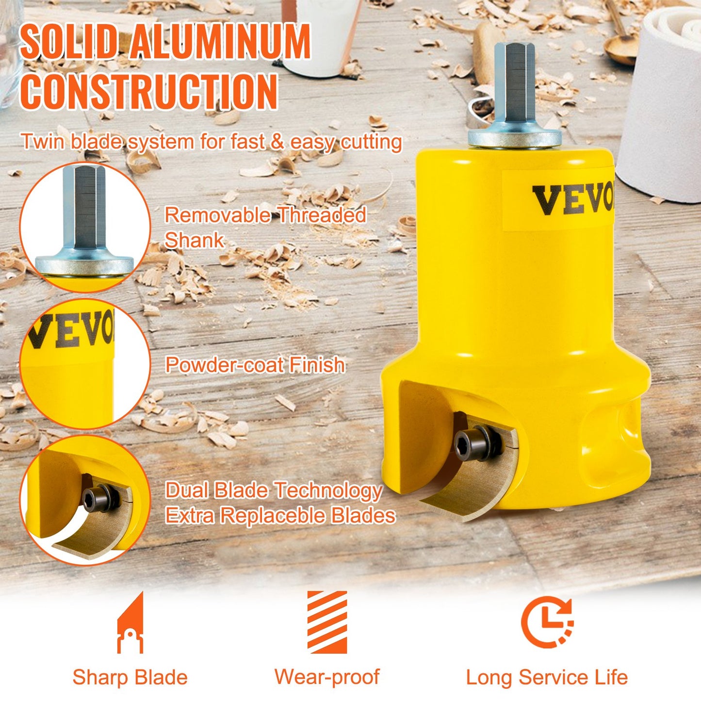 Tappfräs, 1"/25,4 mm och 1,5"/38 mm och 2"/50,8 mm, premium möbelfräs i aluminium och stål, med dubbla böjda blad och knappskruvar Home Master Kit, kommersiellt nybörjarverktyg för hemmafixare