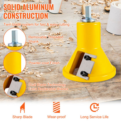 Tappfräs, 38 mm diameter, premium möbelfräs för aluminium och stål, med dubbla raka blad och knappskruvar Home Master Kit, kommersiellt träbearbetningsverktyg för nybörjare hemmafixare