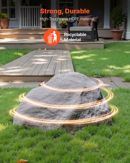 Faux Rock Cover, Outdoor Fake Rock Well Pump Cover, Realistic Natural Texture, Lightweight & Weather-Resistant Artificial Boulder for Landscaping Garden Yard Décor, Dark Grey, Medium Size
