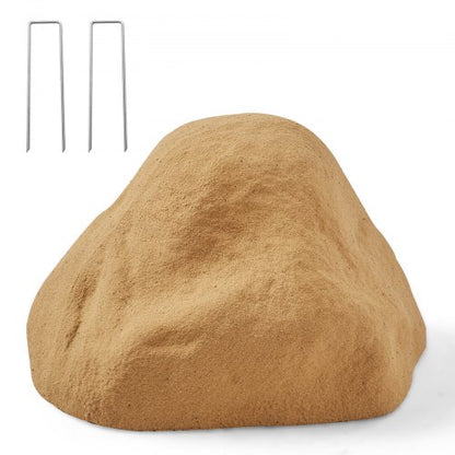 Faux Rock Cover, Outdoor Fake Rock Well Pump Cover, Realistic Natural Texture, Lightweight & Weather-Resistant Polyresin Artificial Boulder for Landscaping Garden Yard Décor, Sand, Small Size