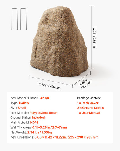 Konststensskydd, konststensskydd för utomhusbruk, realistisk naturlig textur, lätt och väderbeständig konstgjord sten för landskapsarkitektur, trädgårdsdekor, sandbrun, liten storlek