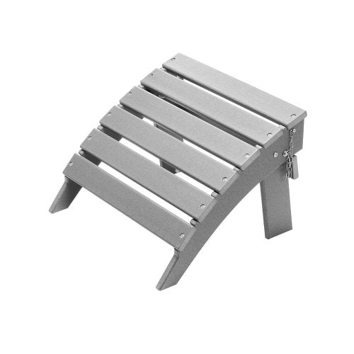 Adirondack fotpall, 40 L x 43 B x 33 H tum hopfällbar Adirondack fotpall i HDPE-plast, väderbeständig fotstöd för Adirondack-stol, används ofta för utomhusveranda, pool, gräsmatta, bakgård, grå