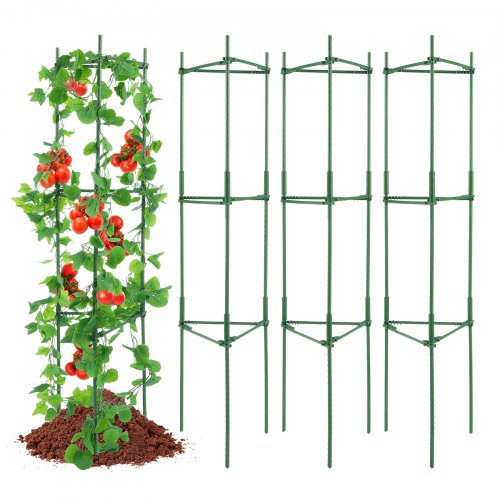 4-pack tomatburar för trädgården, 63 tums tomatspaljer, stapelbar hög växtstödbur, för upphöjd trädgårdsbädd, grönsaker, blommor och klätterväxter