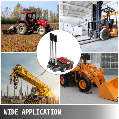 Mophorn 3-spols hydraulisk styrventil 11GPM hydraulisk riktningsventil Dubbelverkande hydraulventil för traktorer lastare tankar