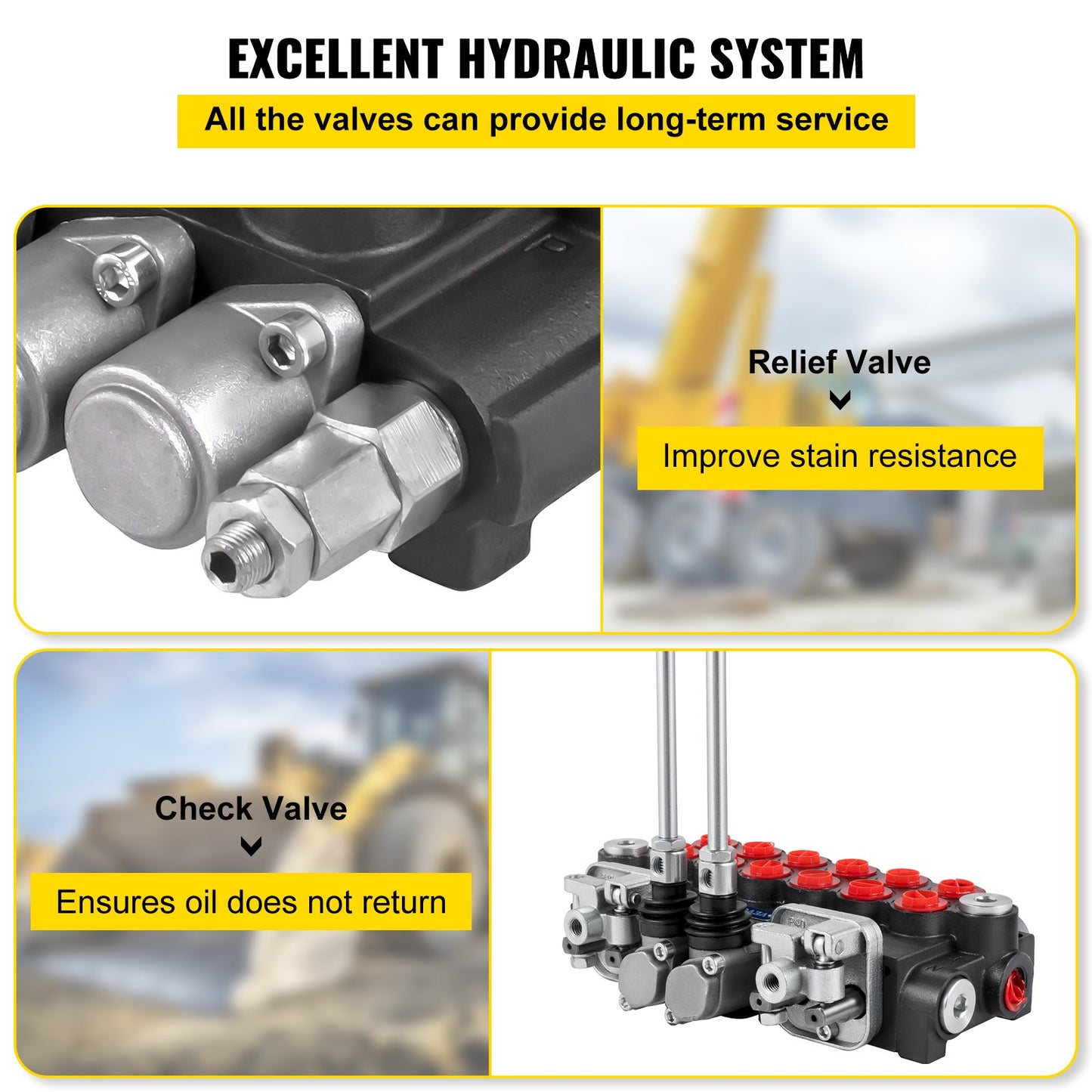 Hydraulisk riktningsventil, 6-spolars hydraulisk slidventil, 11 GPM hydraulisk lastarventil, 4500 PSI riktningsventil, Hydrauliska ventiler och kontroller för traktorer, lastare och tankar