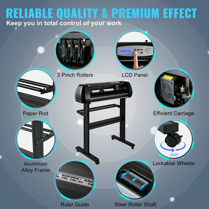 Vinylskärmaskin, 28-tums skärplotter, offline-skärmaskinsats mobil Bluetooth, exakt rullaxel hög noggrannhet justerbar hastighet och kraft, gör-det-själv SignMaster-programvarublad för Windows