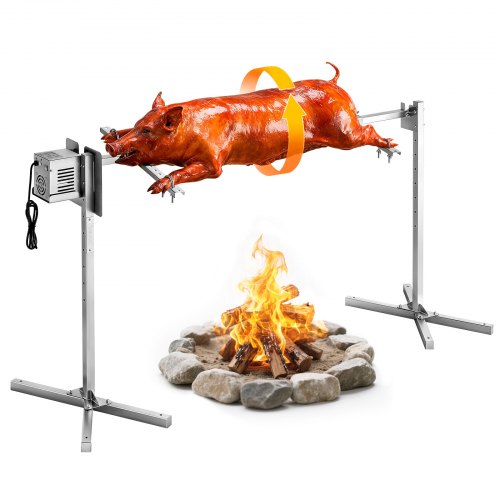 Rotisserie Grill, AC220-240V 8 Level Height Electric Rotisserie Grill Kit, BBQ Grills Rotisseries Kit with 60 kg Load Capacity, 38W Motor, Stainless Steel Automatic Grilling Kits for Parties