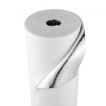 Reflekterande isoleringsrulle, värmeisoleringskit för garageportar för 2 bilar, 6 mm 5,49 m x 0,61 m, 4 rullar aluminiumfolie EPE-skumkärna strålningsbarriär, vit PE-film värmesköld för garageportar