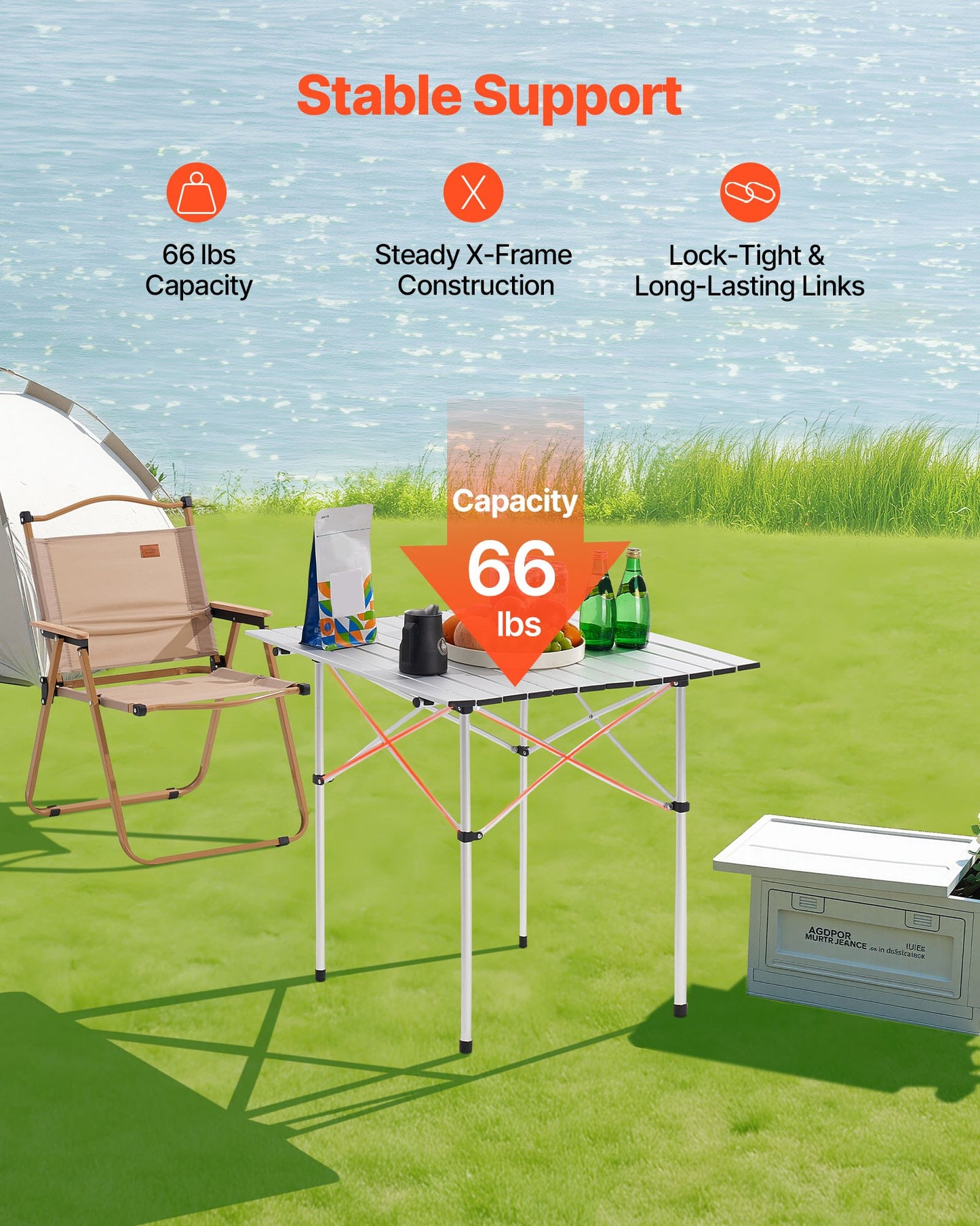 Hopfällbart campingbord, bärbara sidobord ihopfällbara, litet lättviktigt strandbord i aluminium, kompakt med bärväska, för utomhusmatlagning, tailgating, grillning, picknick, resor, silver