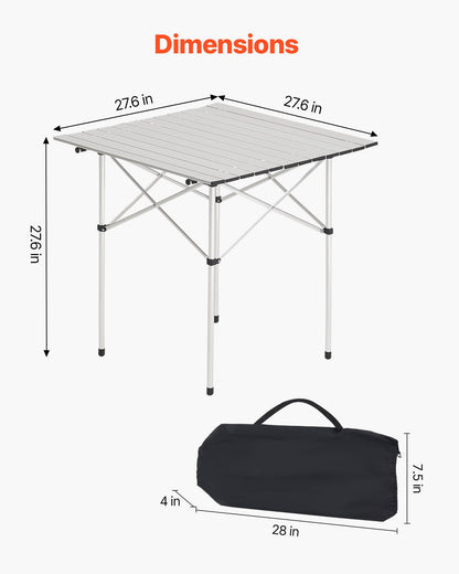 Hopfällbart campingbord, bärbara sidobord ihopfällbara, litet lättviktigt strandbord i aluminium, kompakt med bärväska, för utomhusmatlagning, tailgating, grillning, picknick, resor, silver