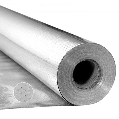 Dubbelreflekterande isoleringsrulle, perforerad vävd strålningsbarriär, 0,15 mm 76,2 m x 1,22 m, dubbelsidig aluminiumfolie värmereflekterande sköld, värmeisoleringsrulle för fönster husbilstak