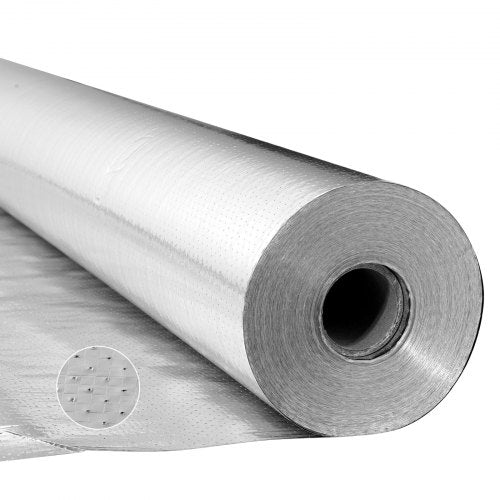Dubbelreflekterande isoleringsrulle, perforerad vävd strålningsbarriär, 0,15 mm 38,1 m x 1,22 m, dubbelsidig aluminiumfolie värmereflekterande sköld, värmeisoleringsrulle för fönster husbilstak