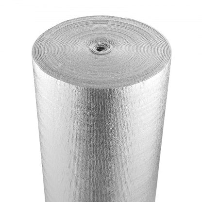 Dubbelreflekterande isoleringsrulle, strålningsbarriär med skumkärna, 3,2 mm 48 tum x 100 fot, dubbelsidig aluminiumfolie EPE-skum värmereflekterande sköld, värmeisoleringsrulle för fönster/husbilstak