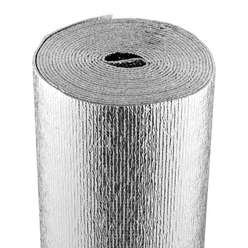 Dubbelreflekterande isoleringsrulle, strålningsbarriär av skumkärna, 3,2 mm 48 tum x 25 fot, dubbelsidig aluminiumfolie EPE-skum värmereflekterande sköld, värmeisoleringsrulle för fönster/husbilstak