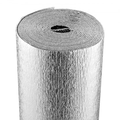 Dubbelreflekterande isoleringsrulle, strålningsbarriär av skumkärna, 3,2 mm 48 tum x 25 fot, dubbelsidig aluminiumfolie EPE-skum värmereflekterande sköld, värmeisoleringsrulle för fönster/husbilstak