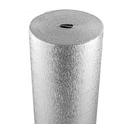 Dubbelreflekterande isoleringsrulle, skumkärna strålningsbarriär, 3,2 mm 48 tum x 50 fot, dubbelsidig aluminiumfolie EPE-skum värmereflekterande sköld, värmeisoleringsrulle för fönster husbilstak