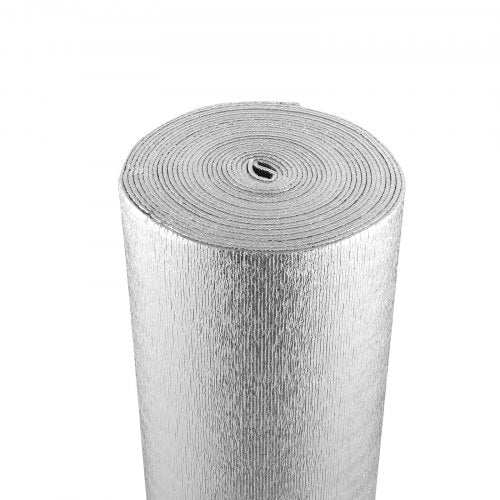 Dubbelreflekterande isoleringsrulle, skumkärna med strålningsbarriär, 5,5 mm 48 tum x 50 fot, dubbelsidig aluminiumfolie EPE-skum värmereflekterande sköld, värmeisoleringsrulle för fönster, husbilstak