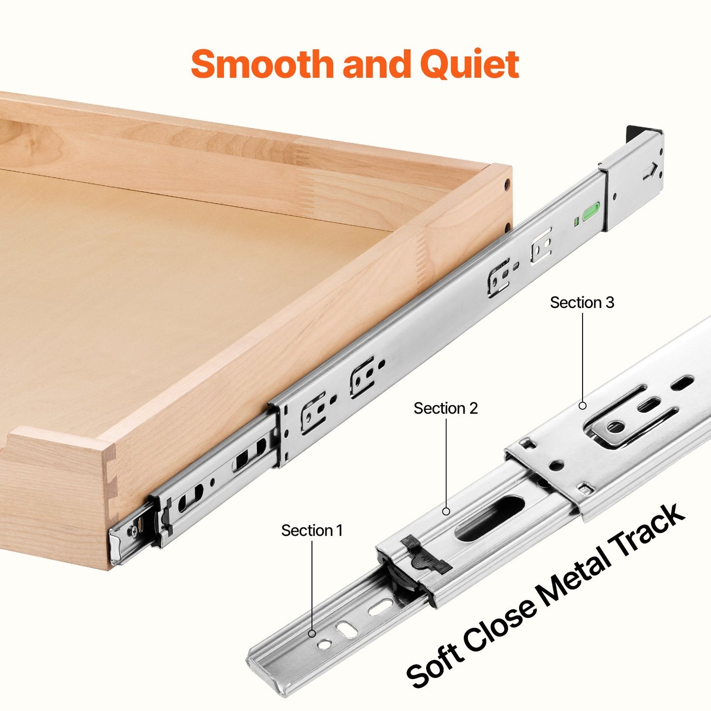 Utdragbar skåporganisatör, 20"B x 21"D skåplåda, mjukstängande utdragbar hylla, kraftig skjutbar trälåda, botten- och sidomontering, underskåpsorganisation för kök, skafferi, badrum