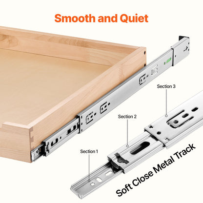 Utdragbar skåporganisatör, 20"B x 21"D skåplåda, mjukstängande utdragbar hylla, kraftig skjutbar trälåda, botten- och sidomontering, underskåpsorganisation för kök, skafferi, badrum