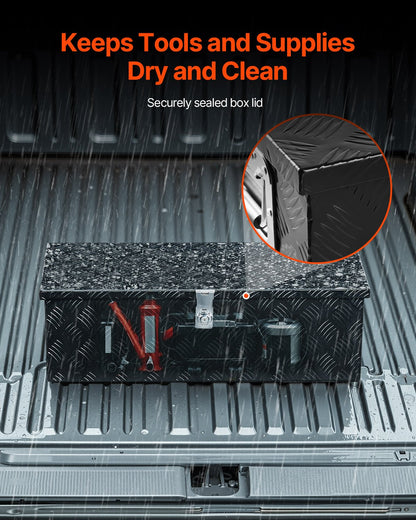 Kraftig verktygslåda i aluminium för lastbilsflak, randigt pläterad verktygslåda med sidohandtag och låsnycklar, förvaringslåda för släpvagn, pickup, husbil, 30"x13"x9.6"(762x330.2x243.84mm), svart