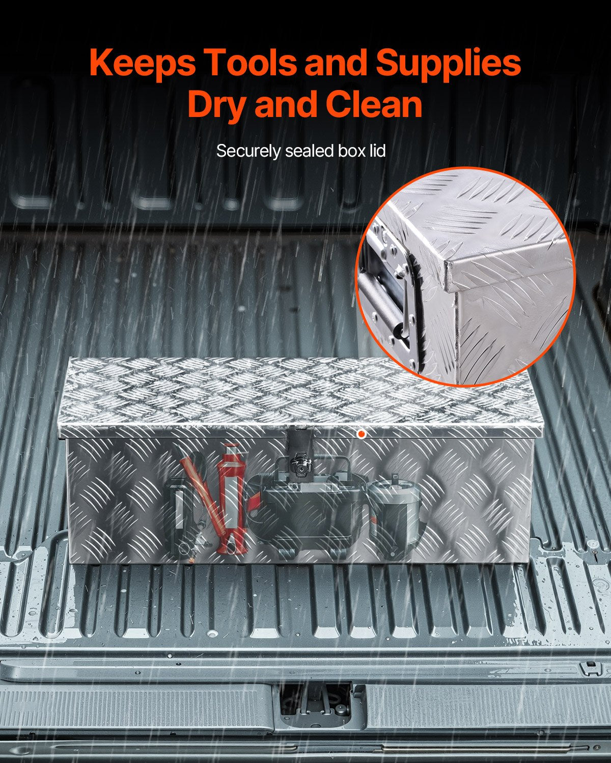 Kraftig verktygslåda i aluminium för lastbilsflak, randigt pläterad verktygslåda med sidohandtag och låsnycklar, förvaringslåda för släpvagn, pickup, husbil, 30"x13"x9.6"(762x330.2x243.84mm), silver