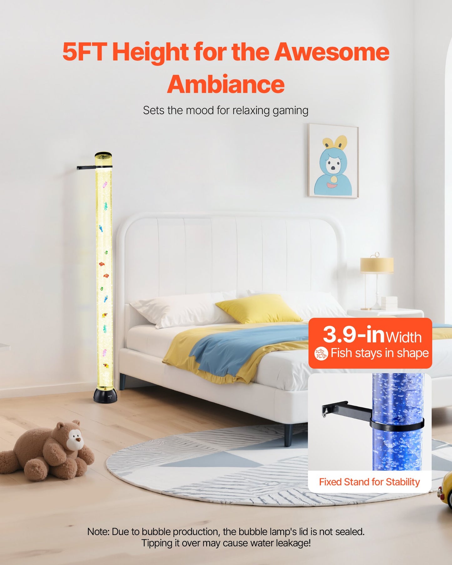 Bubbelrörslampa 16 färger 150 cm sensorisk akvarielampa för lindring och lugn