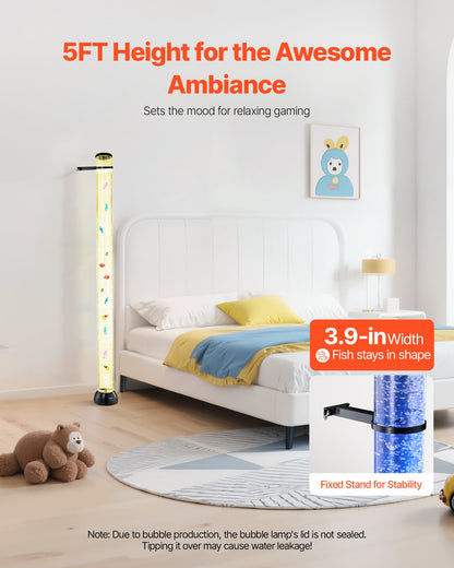 Bubbelrörslampa 16 färger 150 cm sensorisk akvarielampa för lindring och lugn