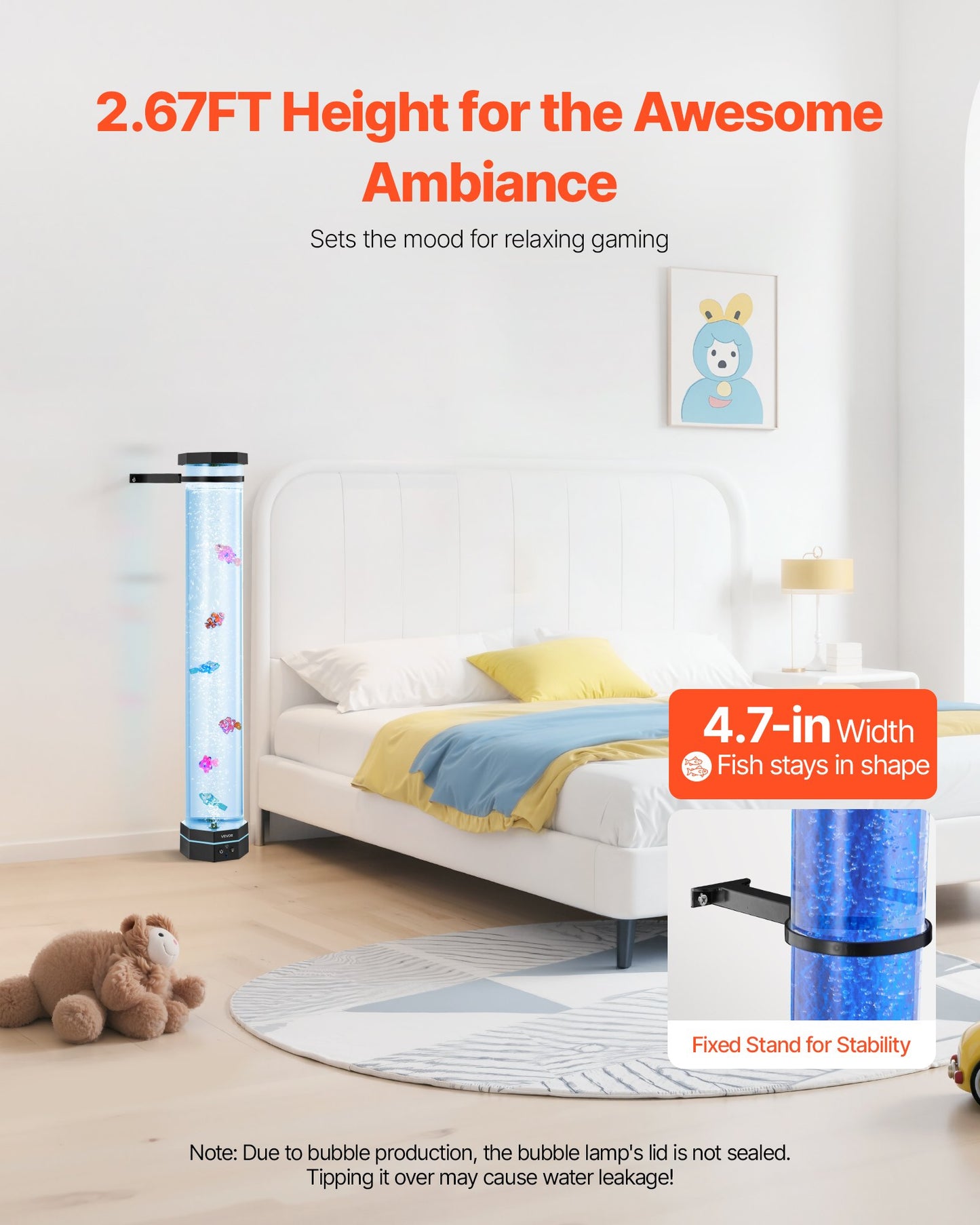 Bubbelrörslampa 16 färger 80 cm sensorisk akvarielampa för lindring och lugn