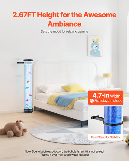 Bubbelrörslampa 16 färger 80 cm sensorisk akvarielampa för lindring och lugn