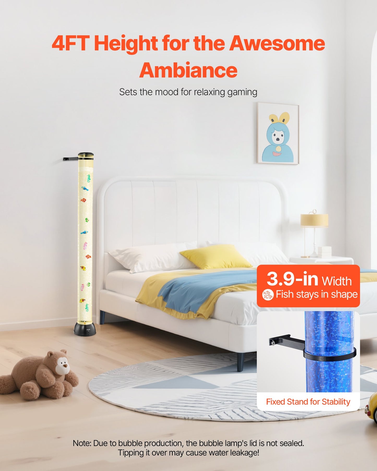 Bubbelrörslampa 16 färger 120 cm sensorisk akvarielampa för lindring och lugn