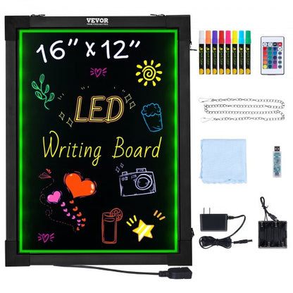 LED-skrivtavla 40,6x30,5 cm upplyst raderbar griffeltavla