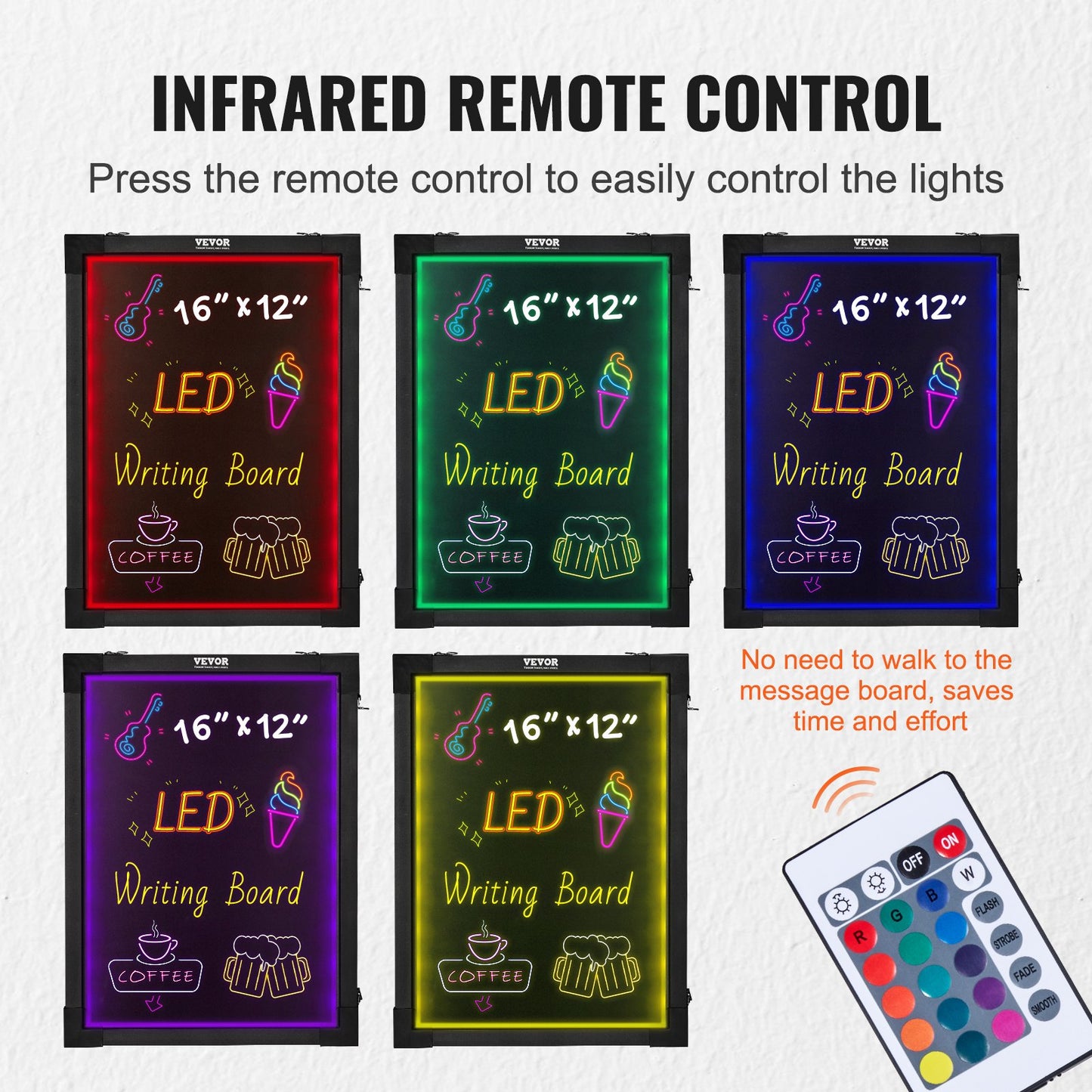 LED-skrivtavla 40,6x30,5 cm upplyst raderbar griffeltavla