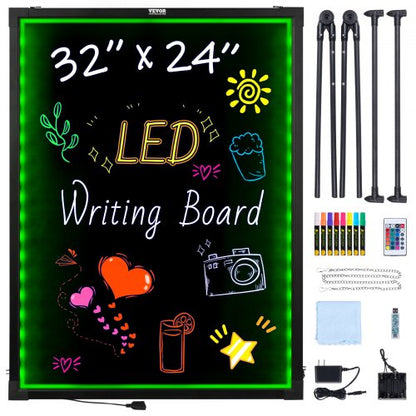 LED-skrivtavla 81,3x61 cm upplyst raderbar griffeltavla