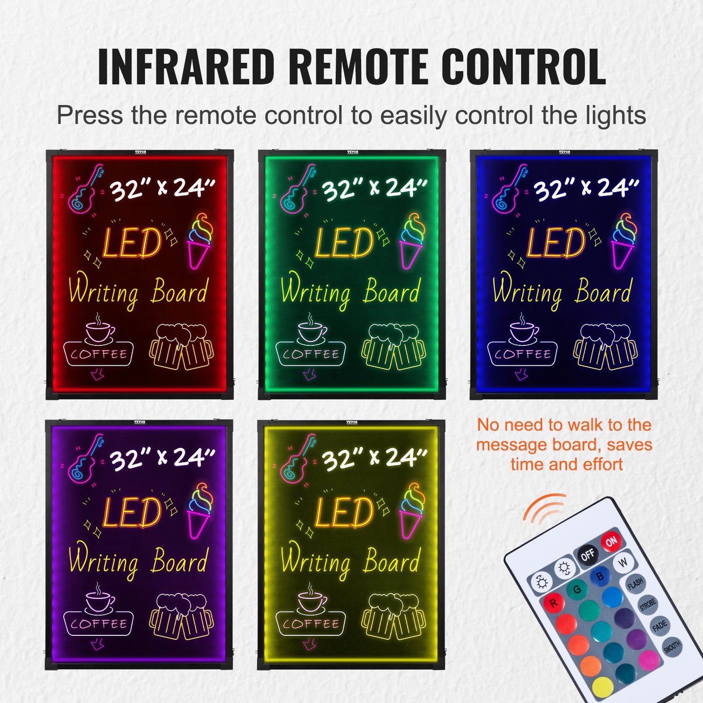 LED-skrivtavla 81,3x61 cm upplyst raderbar griffeltavla