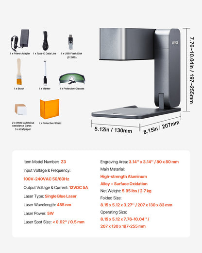Bärbar lasergravör, 600 mm/s hög hastighet, 5W handhållen gravyrmaskin, gör-det-själv-lasergravör och skärare, grundset, för mental, enkel blå laser för trä, läder, akryl, fiber, smycken, glas