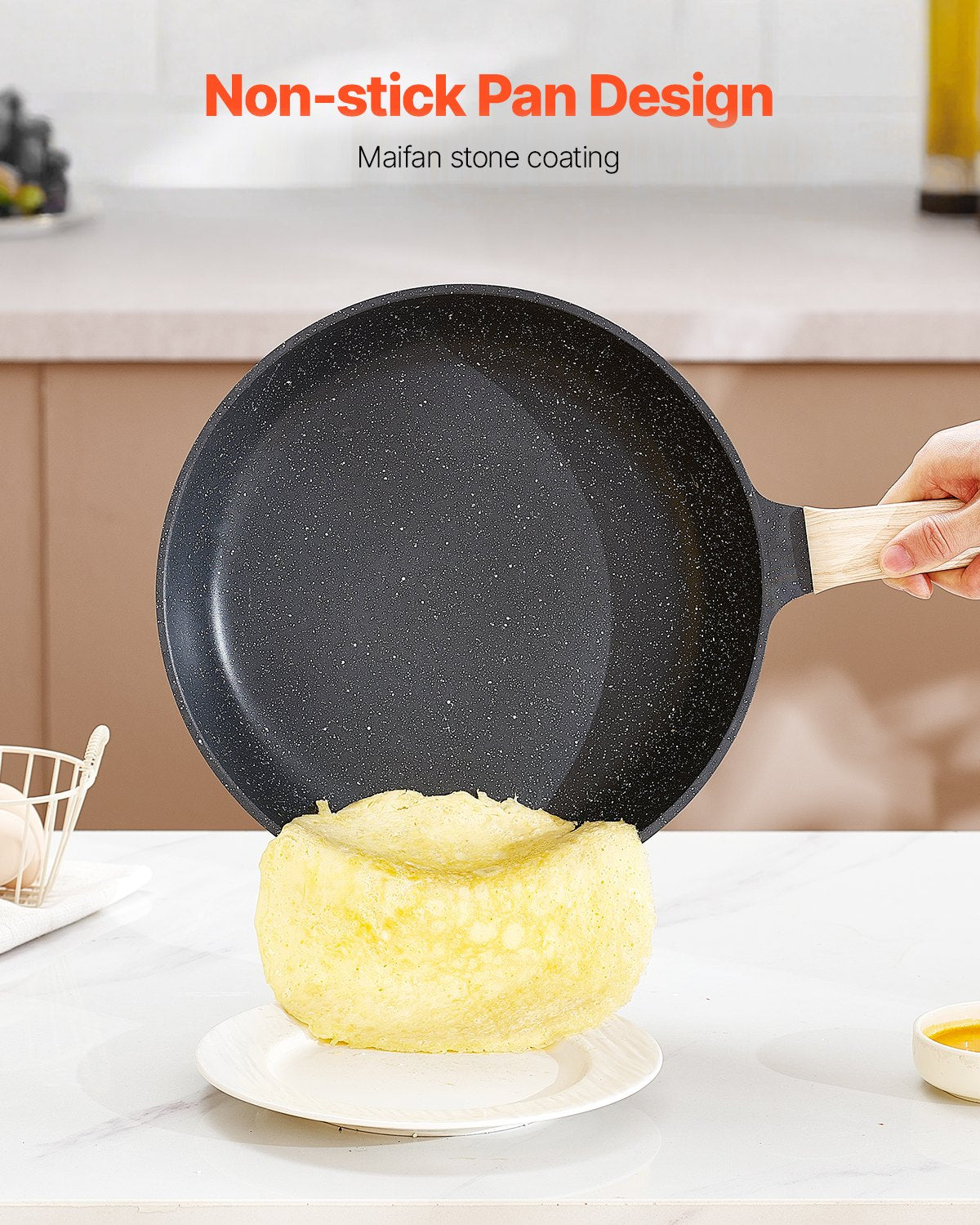 19-delars kastrull- och stekpannset, granit nonstick-kokkärlsset, induktionskokar, köksredskap för husbilar med stekning, sås och sauté, lock i härdat glas och stekpannskydd, svart