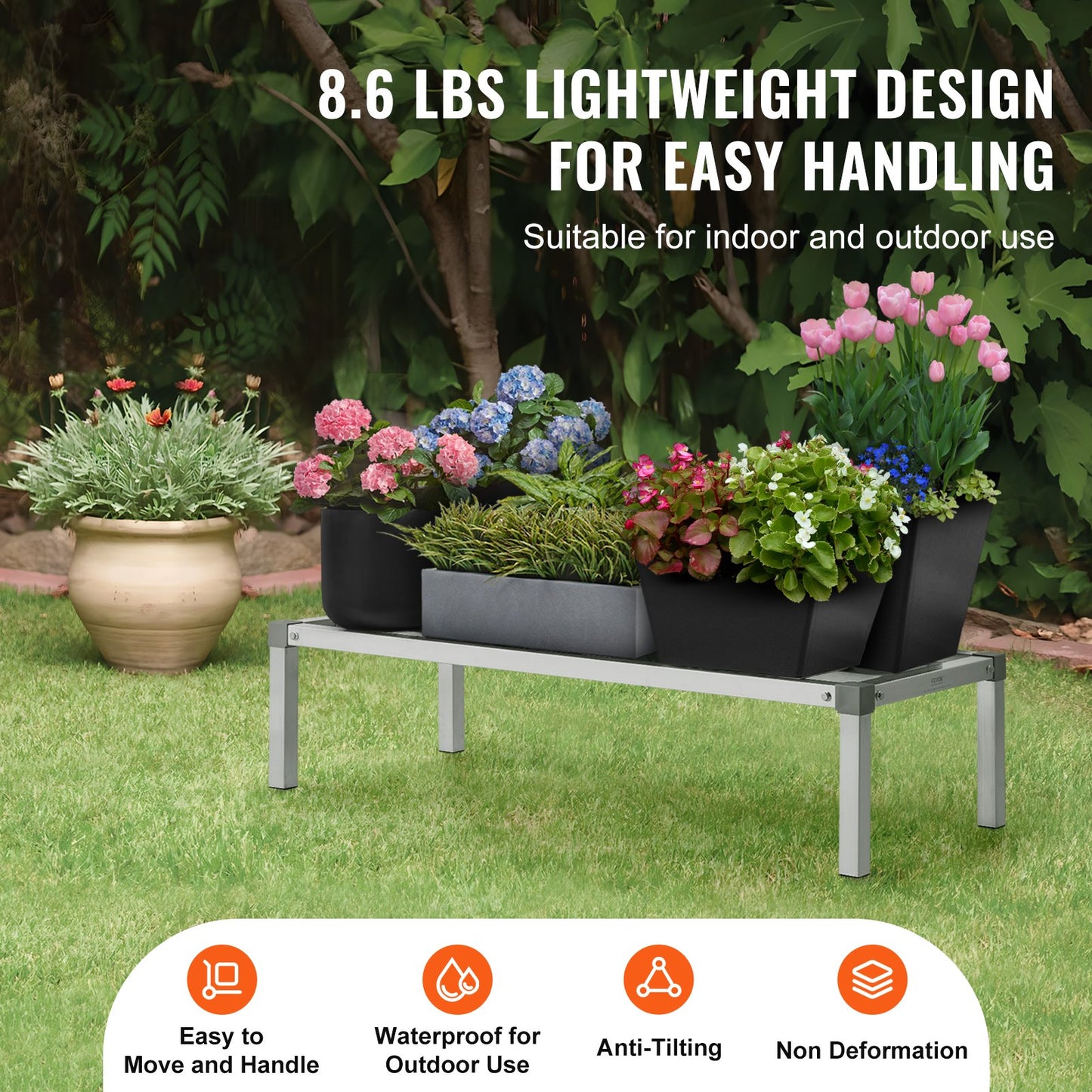 Aluminiumställ för lastutrymme, 112 x 50 cm kommersiellt golvställ för livsmedel, 30 cm från golvet, kapacitet 800 kg helsvetsat förvaringsställ i aluminium, för förvaring i restauranger, kök, garage och fordon