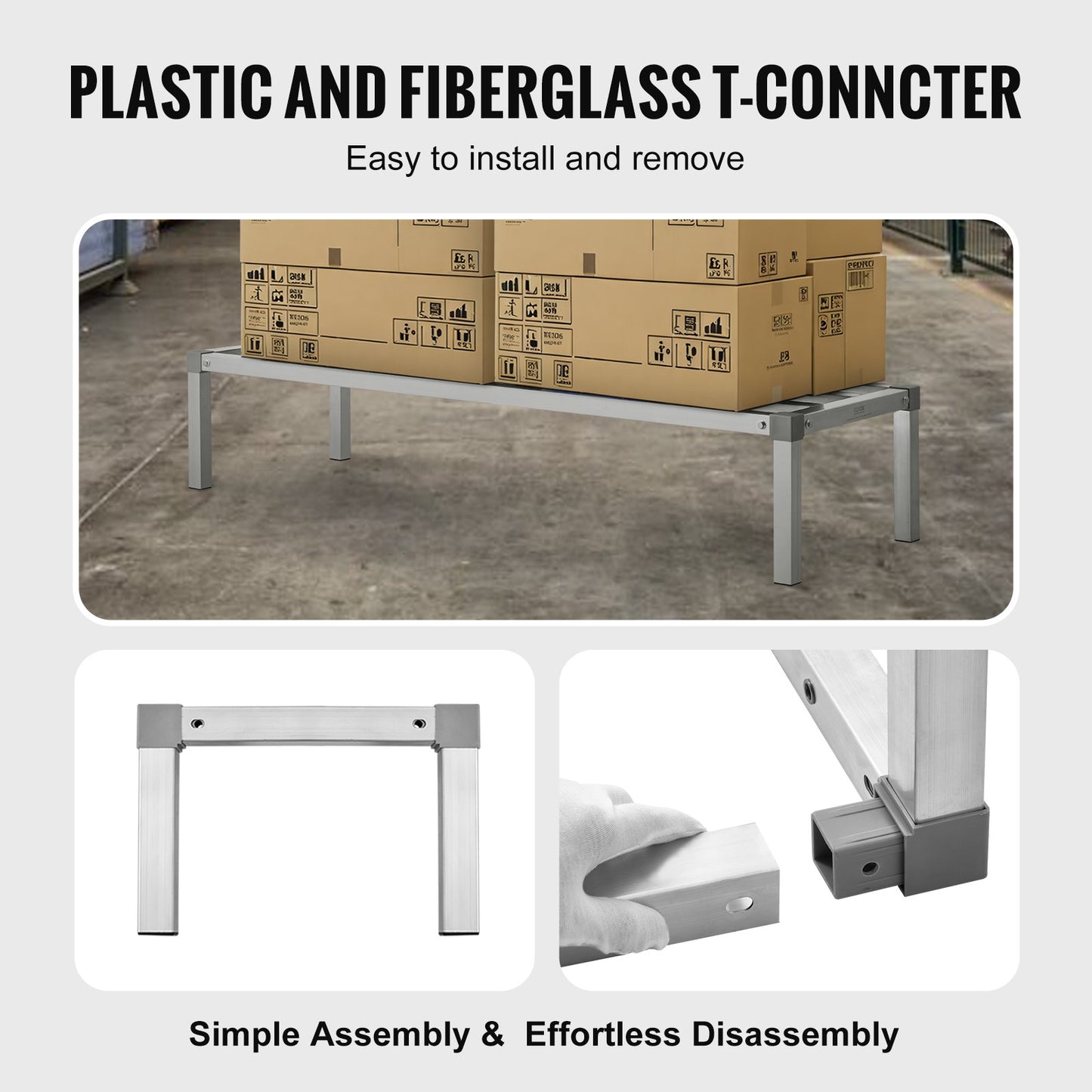 Aluminiumställ för förvaring, 60” x 20” kommersiellt golvställ för livsmedel, 12” från golvet, helsvetsat förvaringsställ i aluminium med en kapacitet på 1000 lbs, för förvaring i restauranger, kök, garage och fordon