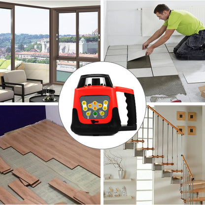 Lasernivå Grön stråle Självroterande nivelleringssats Automatisk Professionell Tung Laserverktyg Med Mottagare Fjärrkontroll Bärväska