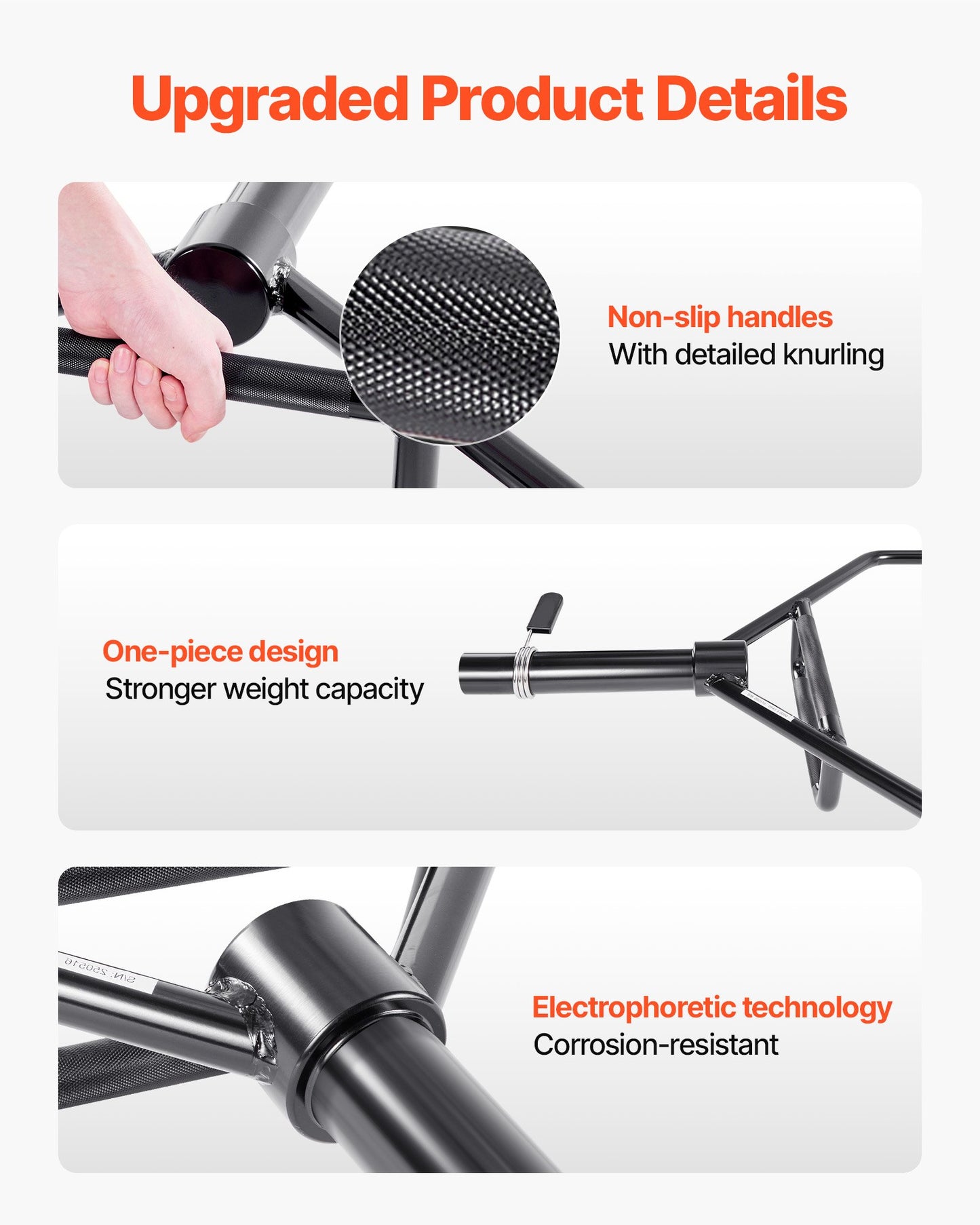 Trap Bar Hex Bar, 50 mm sexkantsstång, 360 kg kapacitet Shrug Bars med räfflade grepp, tyngdlyftnings- och styrketräningsutrustning, hemmagym för knäböj, marklyft, axelpress, svart