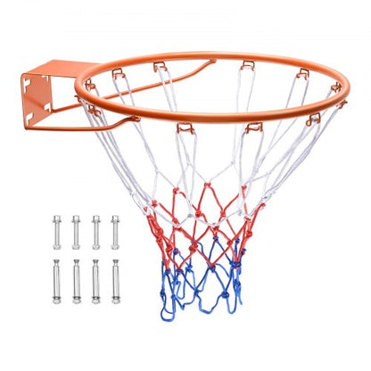 Basketkorg, väggdörrmonterad basketkorg, kraftig Q235 basketmål med flexkant och nät, standard 18" hängande basketkorg för inomhus och utomhusbruk för barn och vuxna