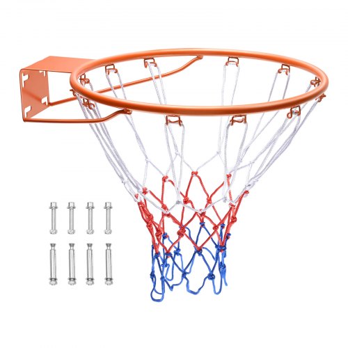 Basketkorg, väggdörrmonterad basketkorg, kraftig Q235 basketmål med flexkant och nät, standard 18" hängande basketkorg för inomhus och utomhusbruk för barn och vuxna