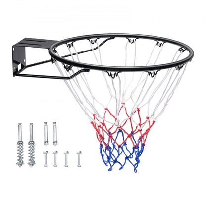 Basketkorg, väggdörrmonterad basketkorg, kraftig Q235 basketmål med flexkant och nät, standard 45 cm hängkorg för inomhusbruk och utomhusbruk, för barn och vuxna